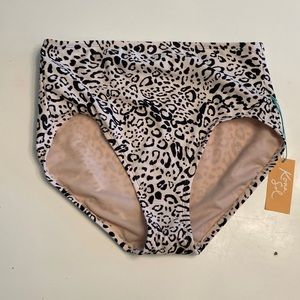 NWT Kona Sol Leopard Print High Waisted Swim Bottoms